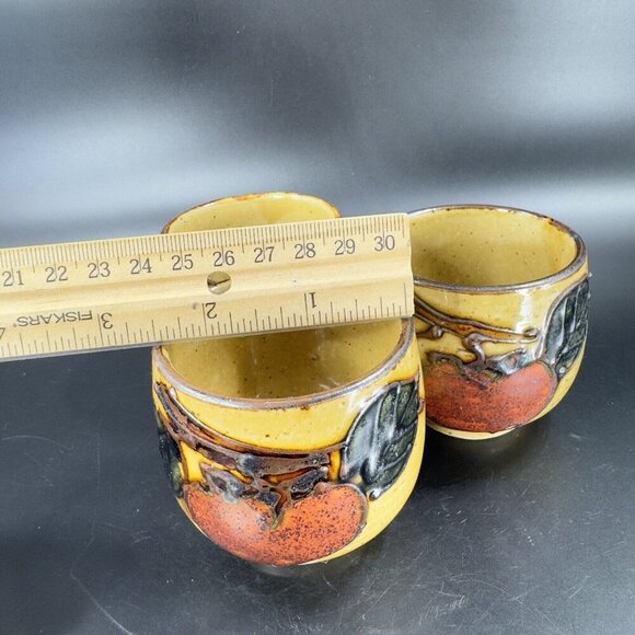 Vintage Japanese Ceramic Porcelain Tea Cup Mug Set 3 With Painted Fruit Speckled - Picture 4 of 16